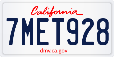 CA license plate 7MET928