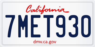 CA license plate 7MET930