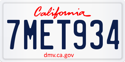 CA license plate 7MET934