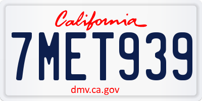 CA license plate 7MET939