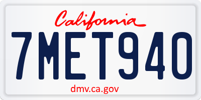 CA license plate 7MET940