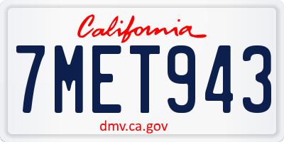 CA license plate 7MET943