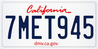 CA license plate 7MET945