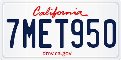 CA license plate 7MET950