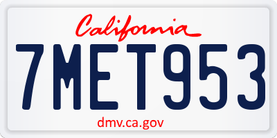 CA license plate 7MET953