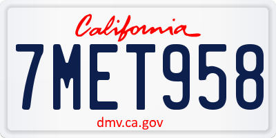 CA license plate 7MET958