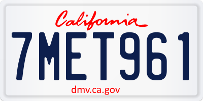 CA license plate 7MET961