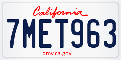 CA license plate 7MET963