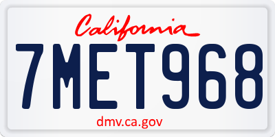 CA license plate 7MET968