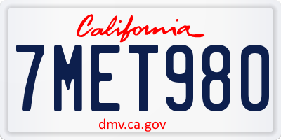 CA license plate 7MET980