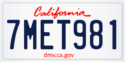 CA license plate 7MET981