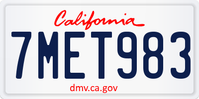 CA license plate 7MET983