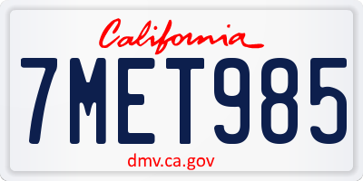 CA license plate 7MET985