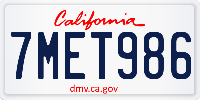 CA license plate 7MET986