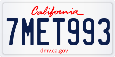 CA license plate 7MET993