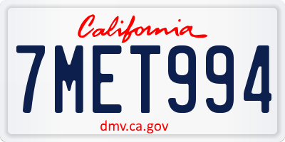 CA license plate 7MET994