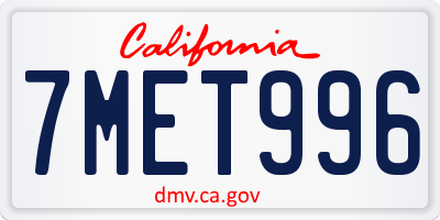 CA license plate 7MET996