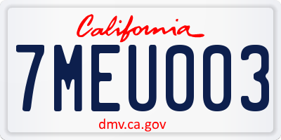 CA license plate 7MEU003