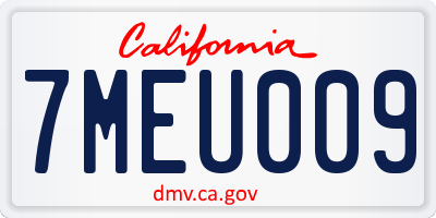 CA license plate 7MEU009