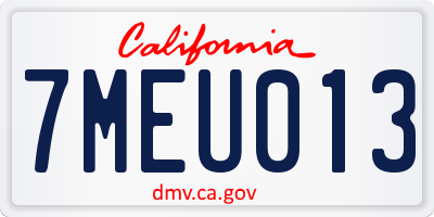 CA license plate 7MEU013