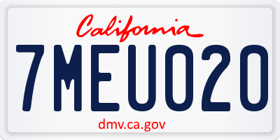 CA license plate 7MEU020