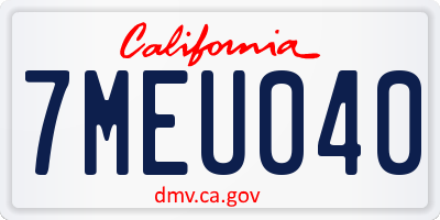 CA license plate 7MEU040