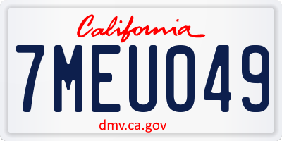 CA license plate 7MEU049