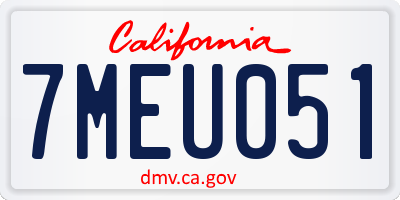 CA license plate 7MEU051