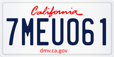 CA license plate 7MEU061