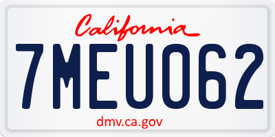 CA license plate 7MEU062