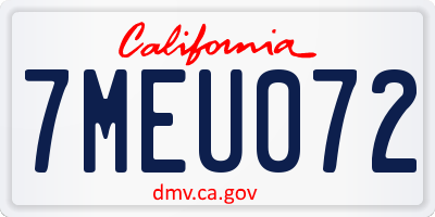 CA license plate 7MEU072
