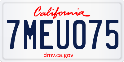 CA license plate 7MEU075
