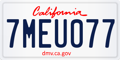 CA license plate 7MEU077