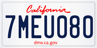 CA license plate 7MEU080