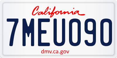 CA license plate 7MEU090
