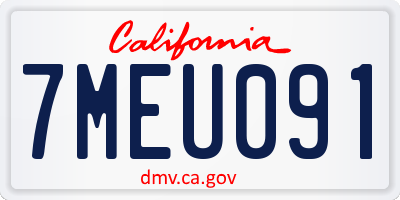 CA license plate 7MEU091