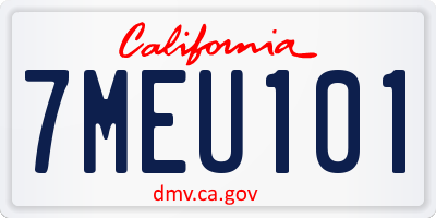 CA license plate 7MEU101