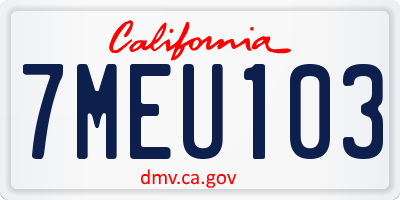 CA license plate 7MEU103