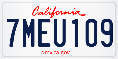 CA license plate 7MEU109