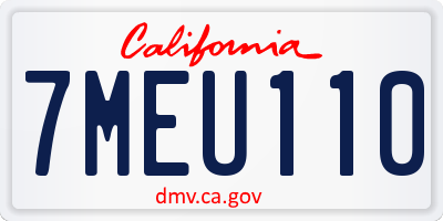 CA license plate 7MEU110