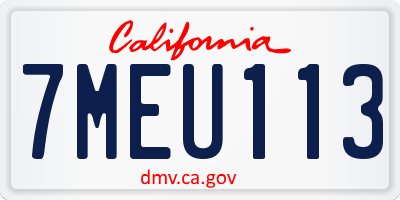 CA license plate 7MEU113