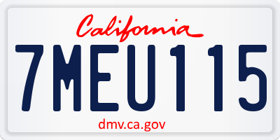 CA license plate 7MEU115