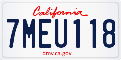 CA license plate 7MEU118