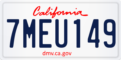 CA license plate 7MEU149