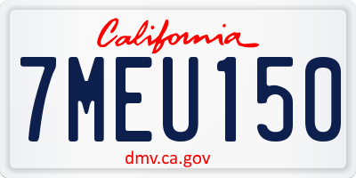 CA license plate 7MEU150