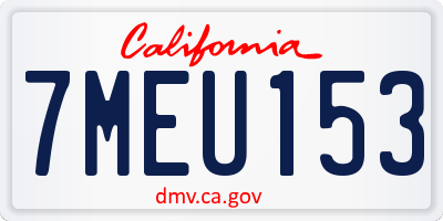 CA license plate 7MEU153