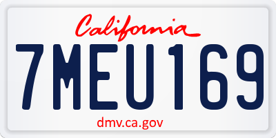 CA license plate 7MEU169