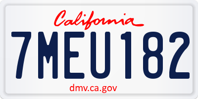 CA license plate 7MEU182