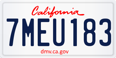 CA license plate 7MEU183