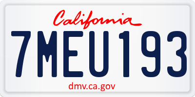 CA license plate 7MEU193
